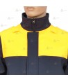 Cazadora softshell bicolor azul marino y amarillo flúor con membrana PU impermeable  para Policía Local