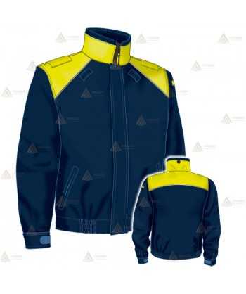 Cazadora softshell bicolor azul marino y amarillo flúor con membrana PU impermeable  para Policía Local
