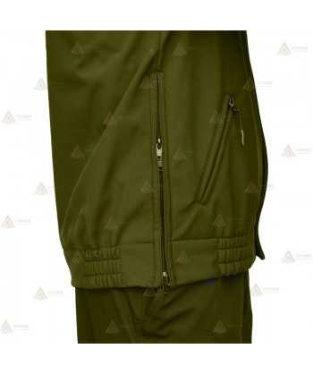 Cazadora softshell  de color verde miliar con membrana PU y personalizable para Agentes Rurales
