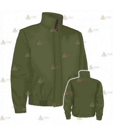 Cazadora softshell  de color verde miliar con membrana PU y personalizable para Agentes Rurales