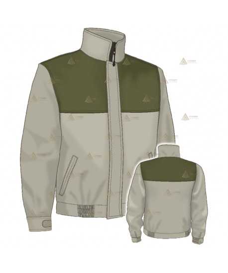Cazadora softshell  de color arena/verde militar con membrana PU y personalizable para Agentes Rurales