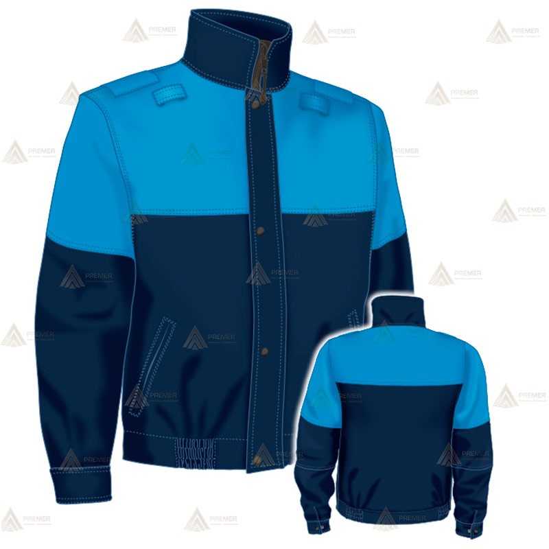 Cazadora softshell color azul marino y azul tropical con membrana PTFE para Policía Local