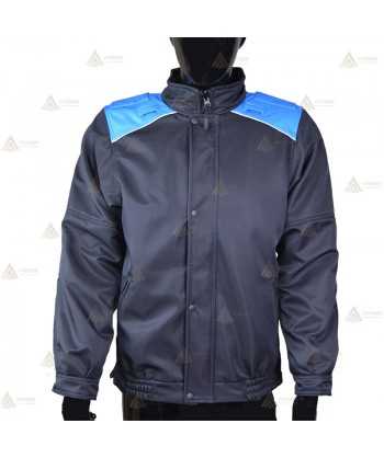Cazadora softshell color azul marino y azul tropical con membrana PTFE para Policía Local