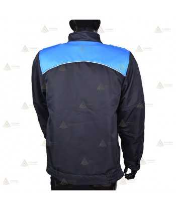 Cazadora softshell color azul marino y azul tropical con membrana PTFE para Policía Local