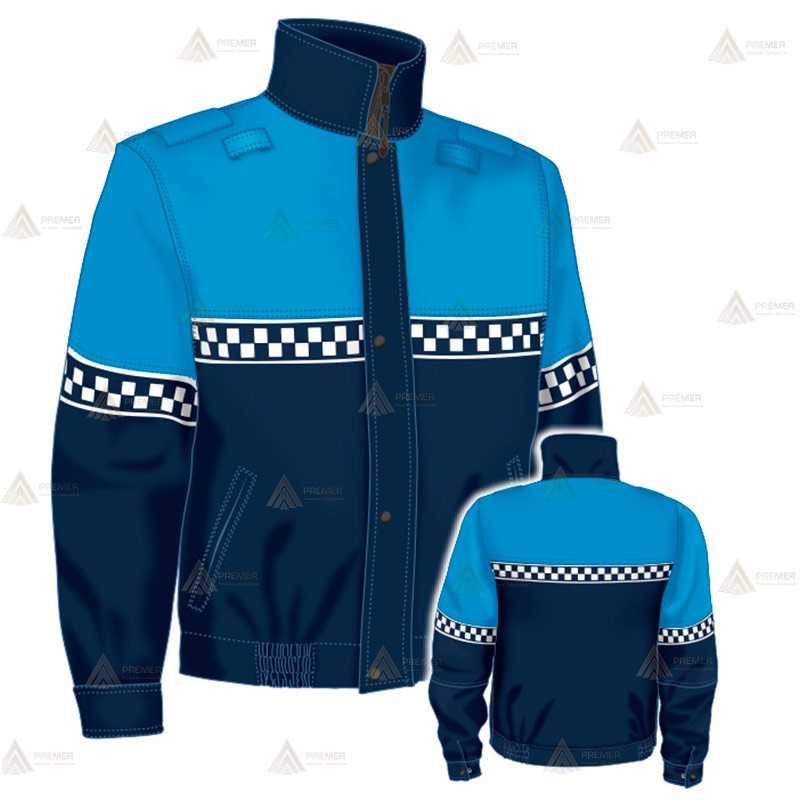 Cazadora softshell bicolor con membrana PTFE y damero reflectante color blanco para Policía Local