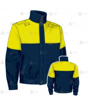 Cazadora softshell color azul marino y amarillo flúor con membrana PTFE para Policía Local
