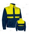 Cazadora softshell color azul marino y amarillo flúor con cinta reflectante y membrana PTFE para Policía Local
