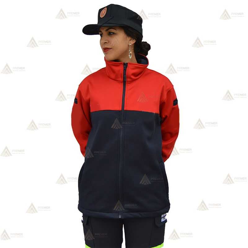 Chaqueta softshell bicolor personalizable para parque de bomberos