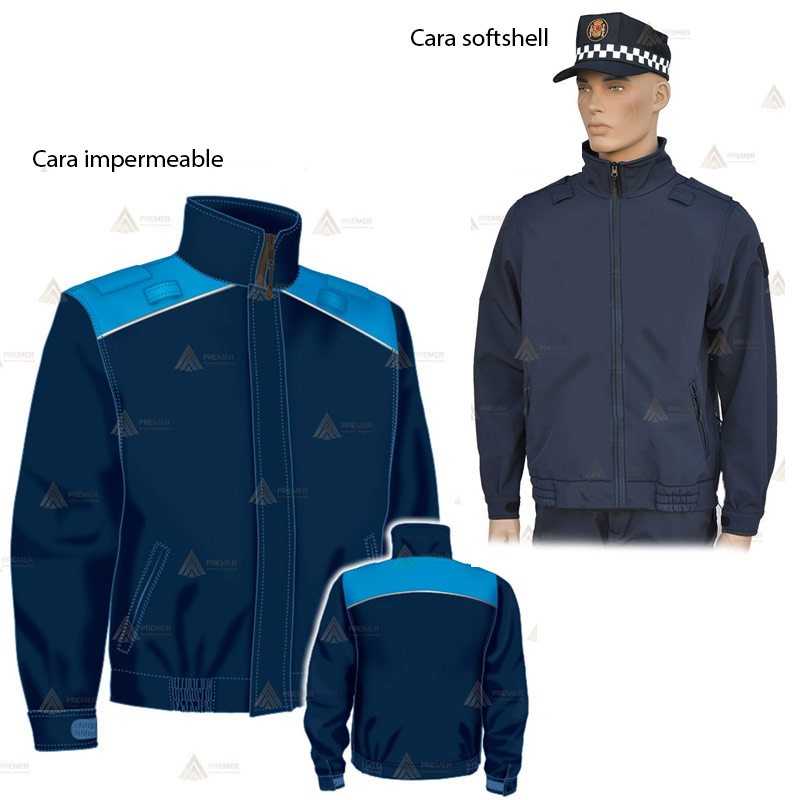 Cazadora color marino y azul tropical reversible con membrana PTFE para Policía Local