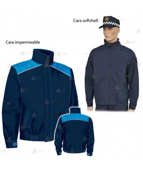 Cazadora color marino y azul tropical reversible con membrana PTFE para Policía Local