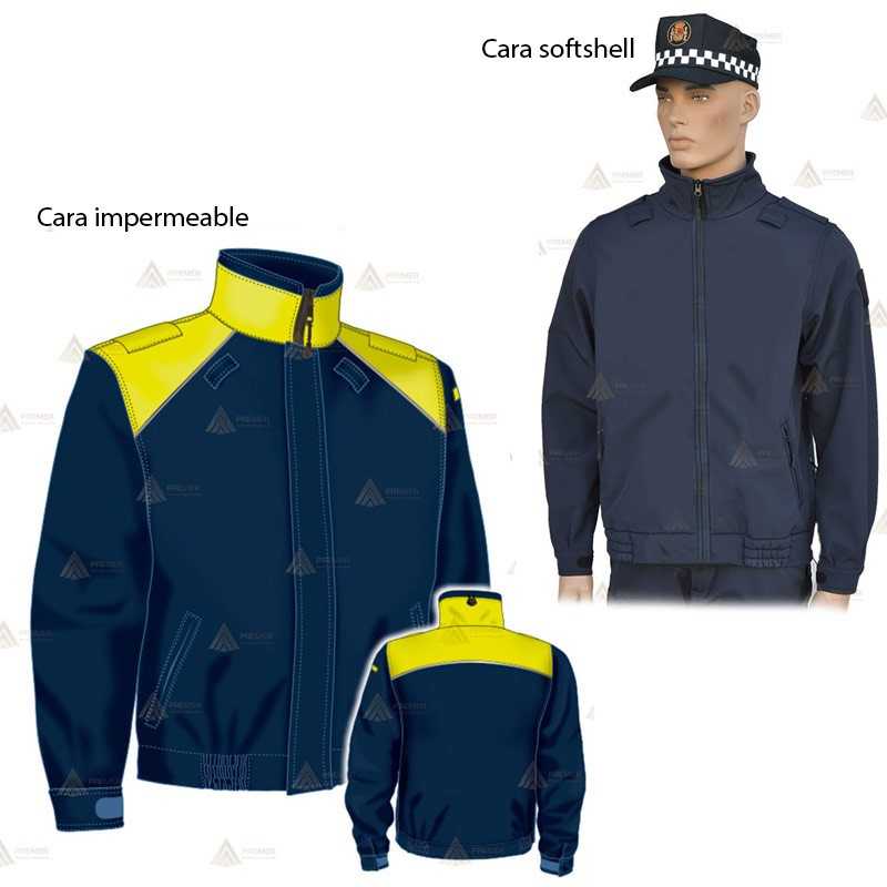 Cazadora color marino y amarillo flúor reversible con membrana PTFE para Policía Local