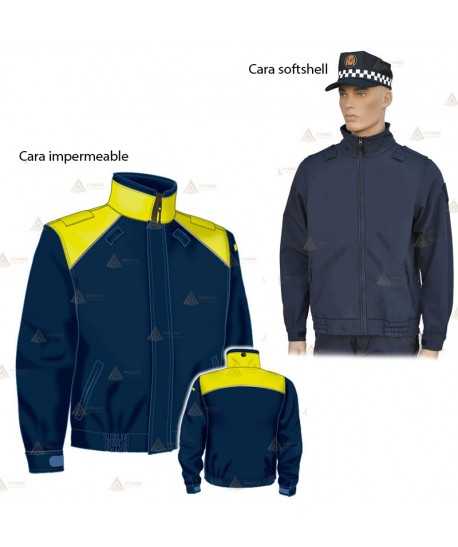 Cazadora color marino y amarillo flúor reversible con membrana PTFE para Policía Local