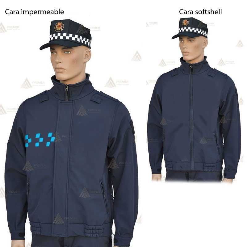Cazadora color marino reversible con membrana PTFE y damero azul para Policía Local
