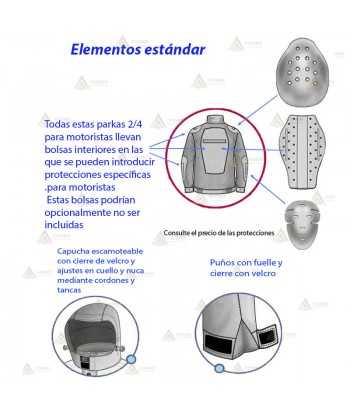 Parka 2/4 impermeable azul marino con forro desmontable para motoristas de Policía Local
