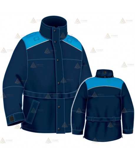 Parka 2/4 impermeable azul marino y azul tropical y forro desmontable para motoristas de Policía Local de Galicia