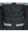 Parka 2/4 impermeable azul marino y azul tropical con damero reflectante y forro desmontable para motoristas de Policía Local