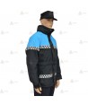 Parka 2/4 impermeable azul marino y azul tropical con damero reflectante y forro desmontable para motoristas de Policía Local