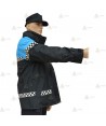 Parka 2/4 impermeable azul marino y azul tropical con damero reflectante y forro desmontable para motoristas de Policía Local