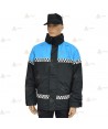 Parka 2/4 impermeable azul marino y azul tropical con damero reflectante y forro desmontable para motoristas de Policía Local