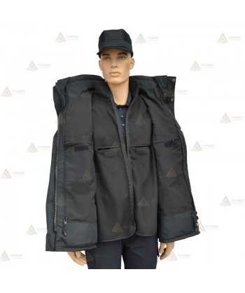 Parka 2/4 impermeable azul marino y azul tropical con damero reflectante y forro desmontable para motoristas de Policía Local