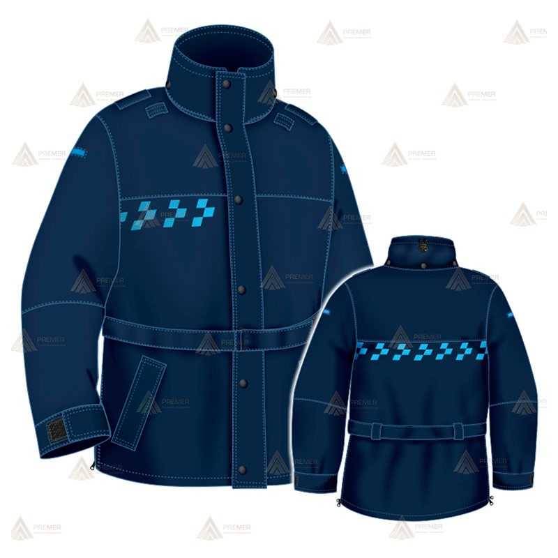 Parka 2/4 impermeable azul marino con forro desmontable para motoristas de Policía Local de Castilla la Mancha y la Rioja