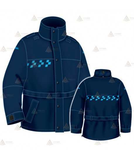 Parka 2/4 impermeable azul marino con forro desmontable para motoristas de Policía Local de Castilla la Mancha y la Rioja
