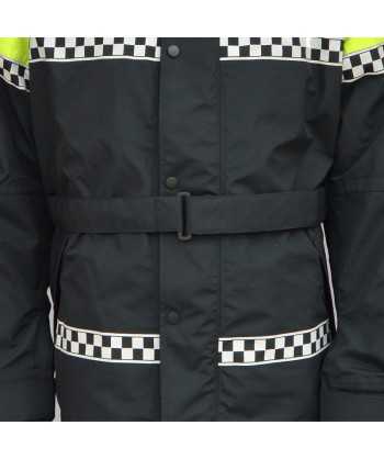 Parka 2/4 impermeable azul marino y amarillo flúor con forro desmontable para motoristas de Policía Local