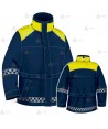 Parka 2/4 impermeable azul marino y amarillo flúor con forro desmontable para motoristas de Policía Local del País Vasco