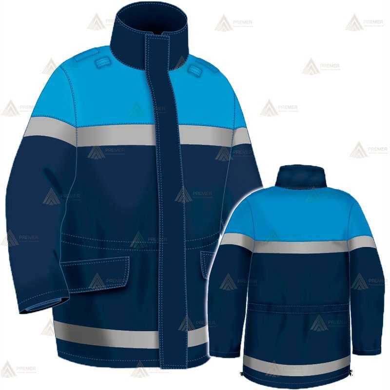 Parka ligera color azul marino azul tropical,  impermeable con cinta reflectante y membrana PU para Policía Local