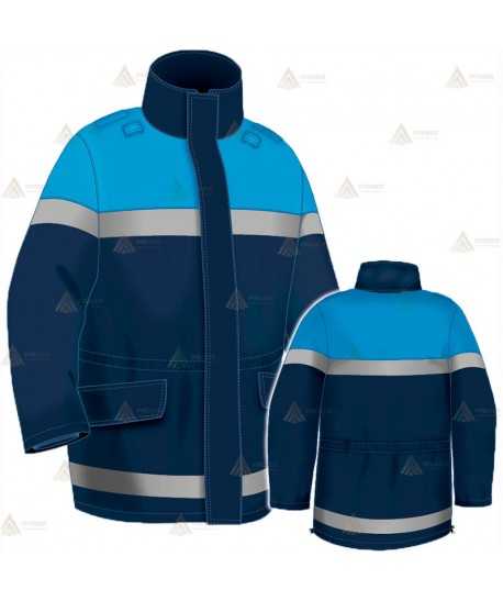 Parka ligera color azul marino azul tropical,  impermeable con cinta reflectante y membrana PU para Policía Local