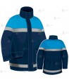 Parka ligera color azul marino azul tropical,  impermeable con cinta reflectante y membrana PU para Policía Local