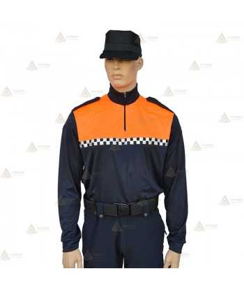 Polo térmico de cuello cisne con cinta damero para Protección Civil