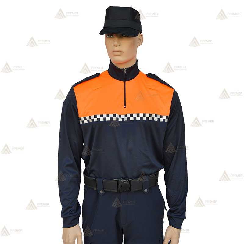 Polo térmico de cuello cisne con cinta damero para Protección Civil