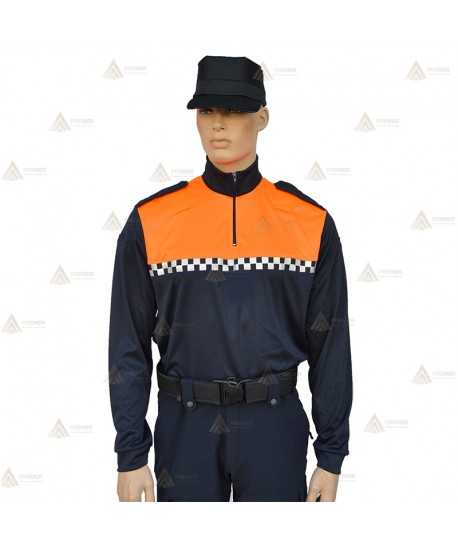 Polo térmico de cuello cisne con cinta damero para Protección Civil