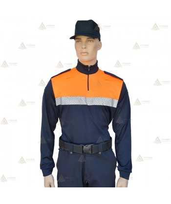 Polo térmico de cuello cisne con cinta reflectante segmentada para Protección Civil