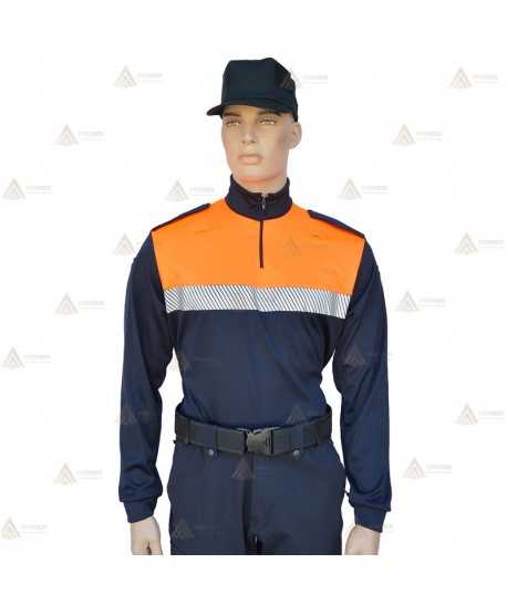 Polo térmico de cuello cisne con cinta reflectante segmentada para Protección Civil