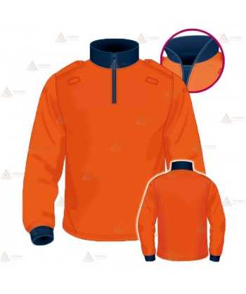 Polo térmico color naranja flúor y marino de cuello cisne para Protección Civil