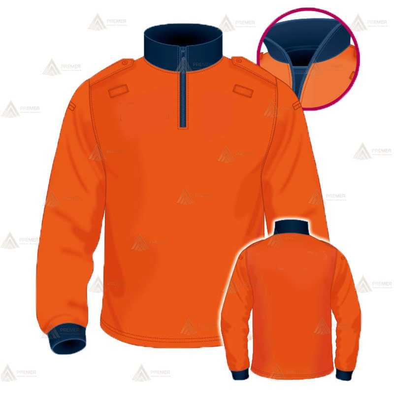 Polo térmico color naranja flúor y marino de cuello cisne para Protección Civil