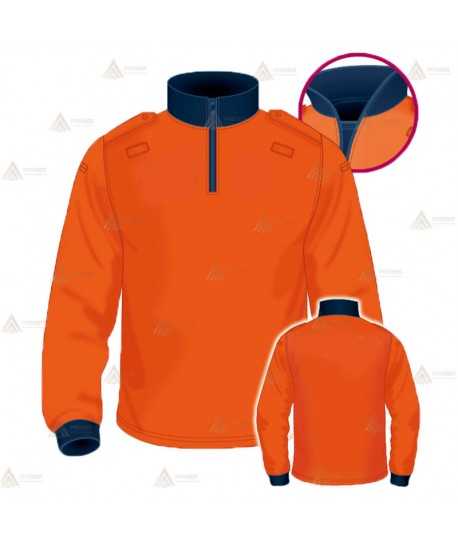 Polo térmico color naranja flúor y marino de cuello cisne para Protección Civil