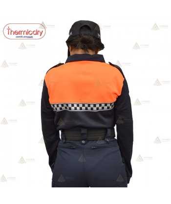 Polo térmico de manga larga con damero reflectante para Protección Civil