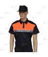 Polo bicolor de manga corta con damero reflectante para Protección Civil