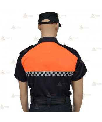 Polo bicolor de manga corta con damero reflectante para Protección Civil