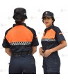 Polo bicolor de manga corta con damero reflectante para Protección Civil
