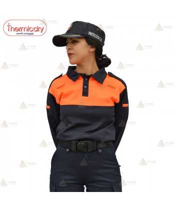 Polo térmico bicolor transpirable de manga larga para Protección Civil