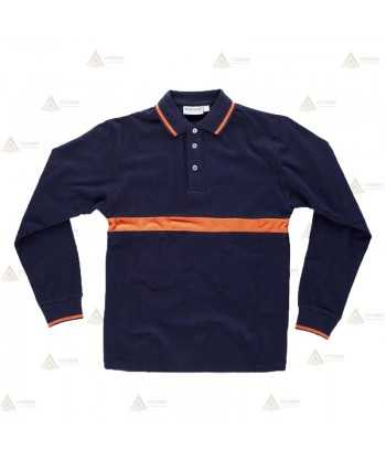 Polo económico monocolor de algodón de manga larga para Protección Civil