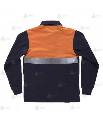 Polo económico bicolor de algodón de manga larga para Protección Civil