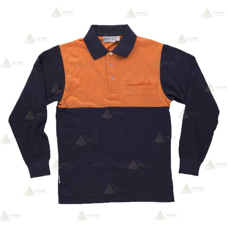 Polo de manga larga económico bicolor y de algodón  para Protección Civil