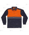 Polo bicolor de manga larga transpirable con damero reflectante para Protección Civil