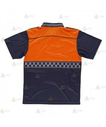 Polo bicolor transpirable con damero reflectante para Protección Civil