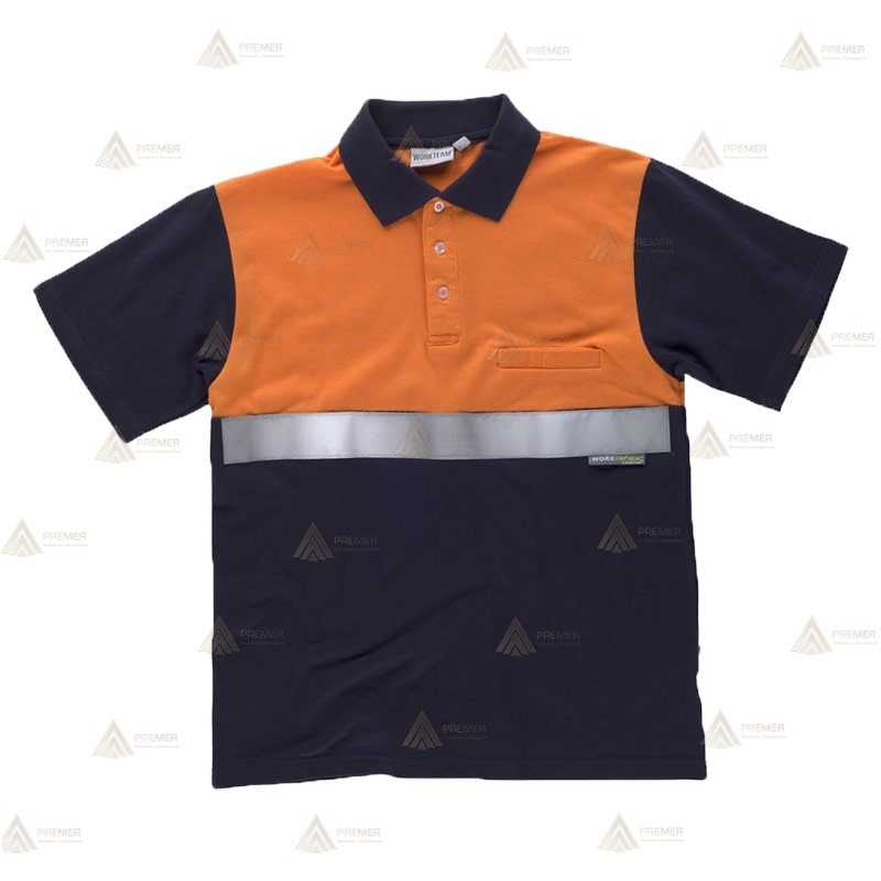Polo económico bicolor de algodón con cinta reflectante para Protección Civil